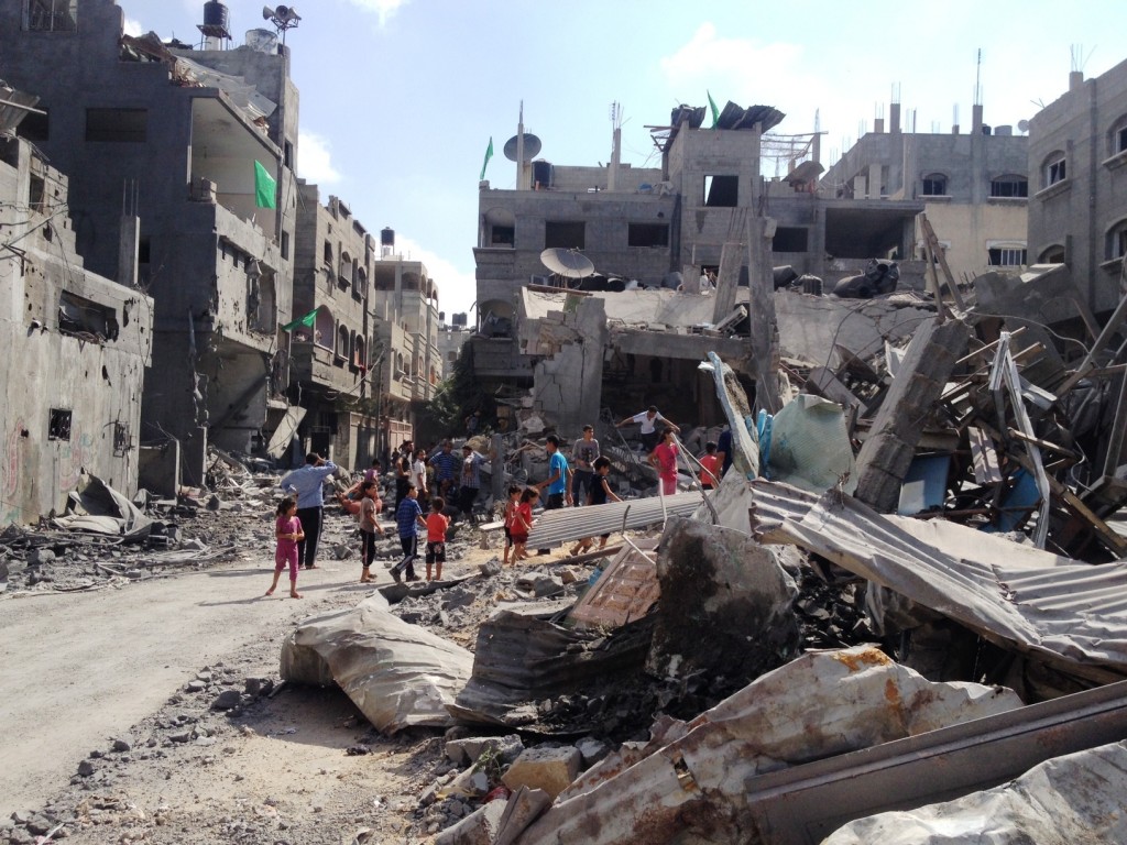 Casa destruída em Jabaliya, Gaza. Crédito Diogo Bercito/Folhapress