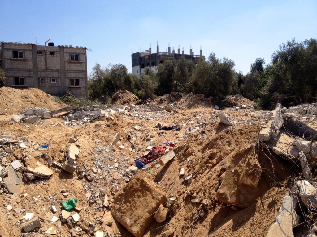 Casa destruída em Khan Yunis, Gaza. Crédito Diogo Bercito/Folhapress